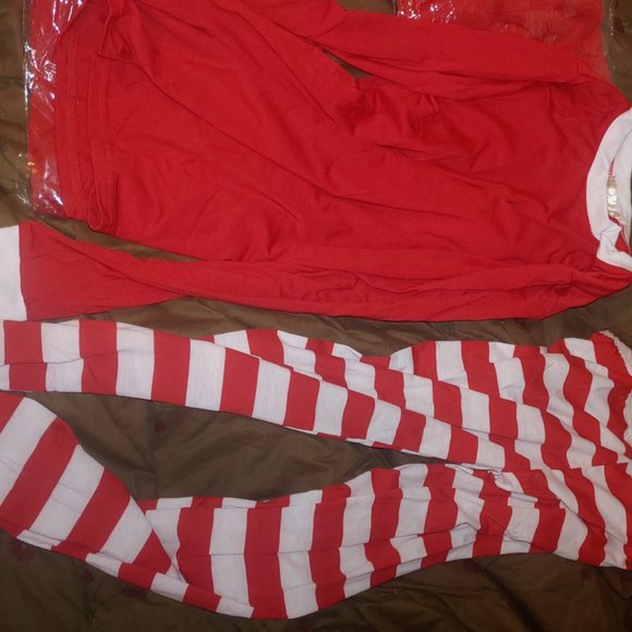 Matching Red Striped Winter Christmas Family Pajamas PJs Mix & Match - Picture 8 of 13
